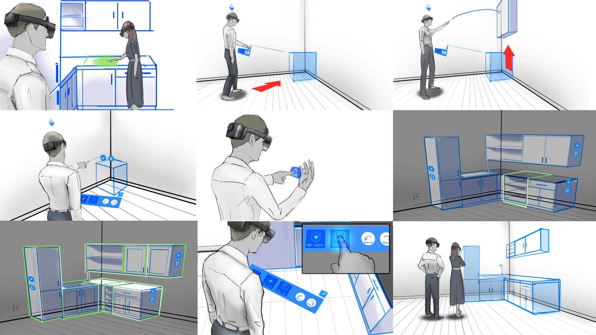 Storyboard for an immersive kitchen building concept